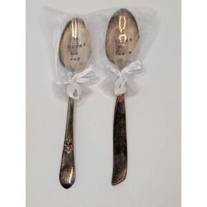 Vintage‎ 1847 Rogers Bros Silverplate Spoon Set Engraved "Give Me Joy Wedding